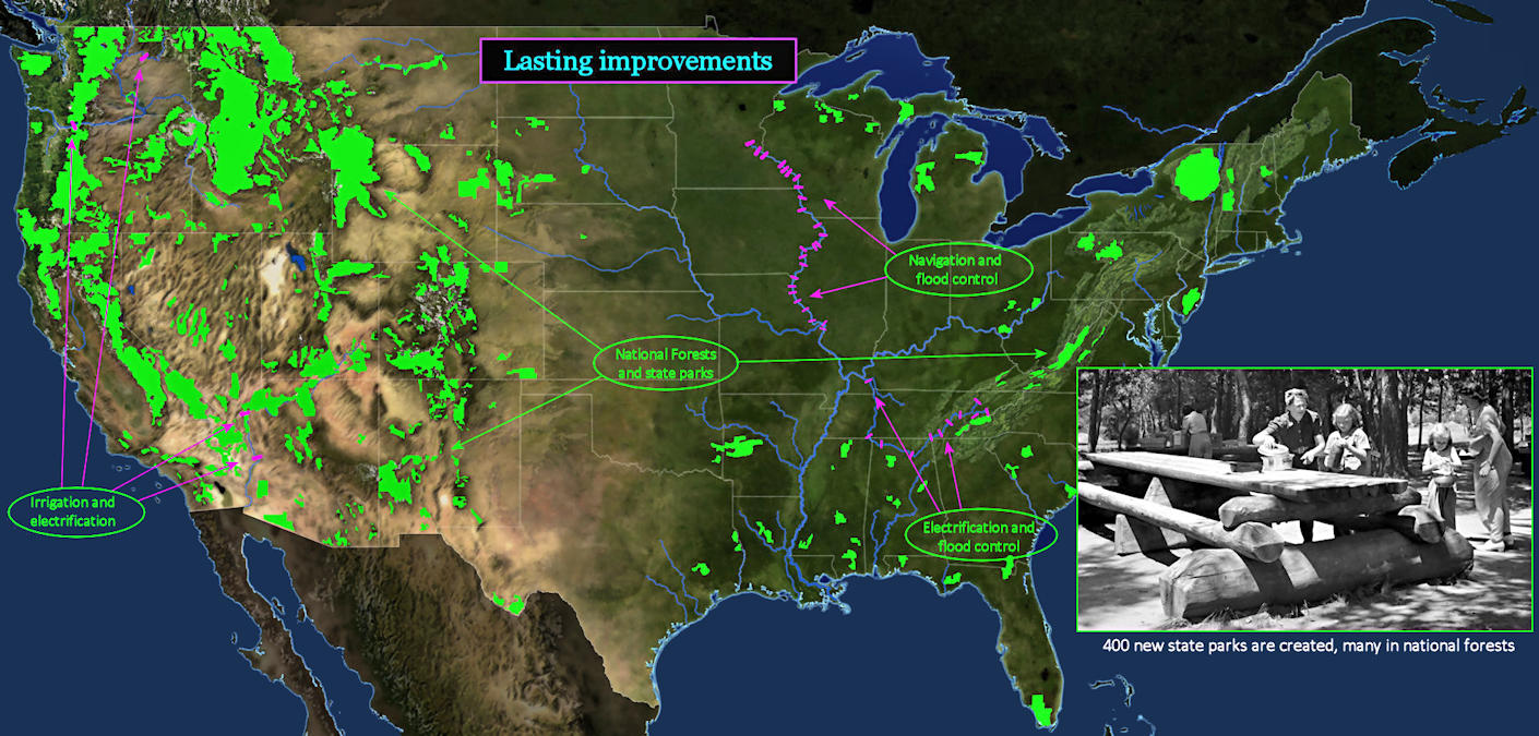 New Deal forests and campgrounds, map